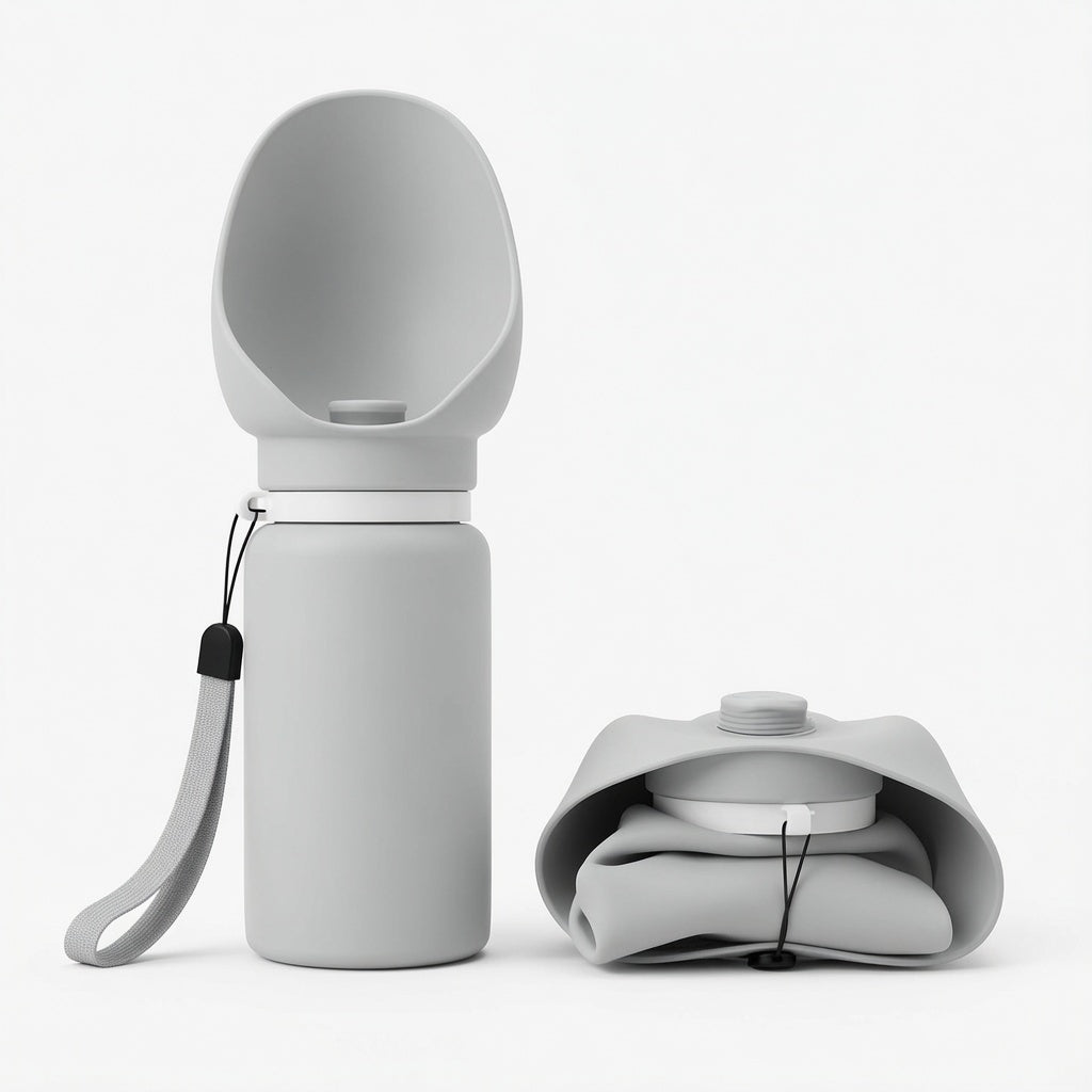 Collapsible Dog Water Dispenser Bottle with Drinking Tray