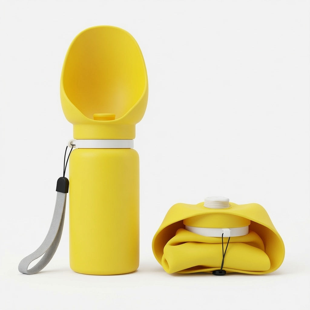 Collapsible Dog Water Dispenser Bottle with Drinking Tray