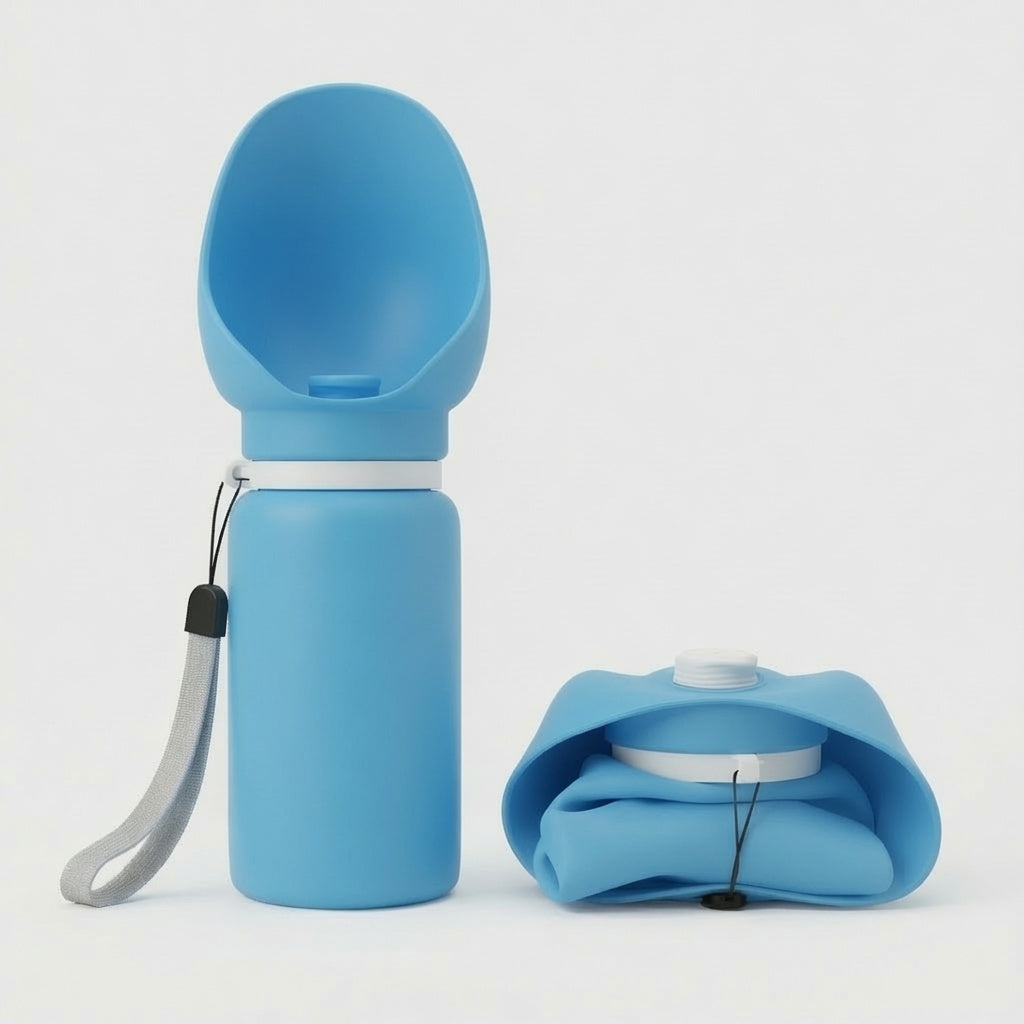 Collapsible Dog Water Dispenser Bottle with Drinking Tray